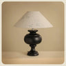Vintage Wood Beige Cone Shade Inline Switch Table Lamp Image - 11