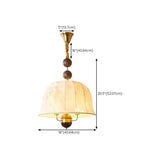  Vintage Wood Fabric Floral Dome Pendant Chandelier Image - 15