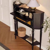 Vintage Wood Floor Shelf Console Table with Drawers Image - 3