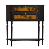 Vintage Wood Floor Shelf Console Table with Drawers Image - 5