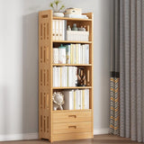 Vintage Wood Grain Vertical Shelf Organizer Bookcase Image - 15