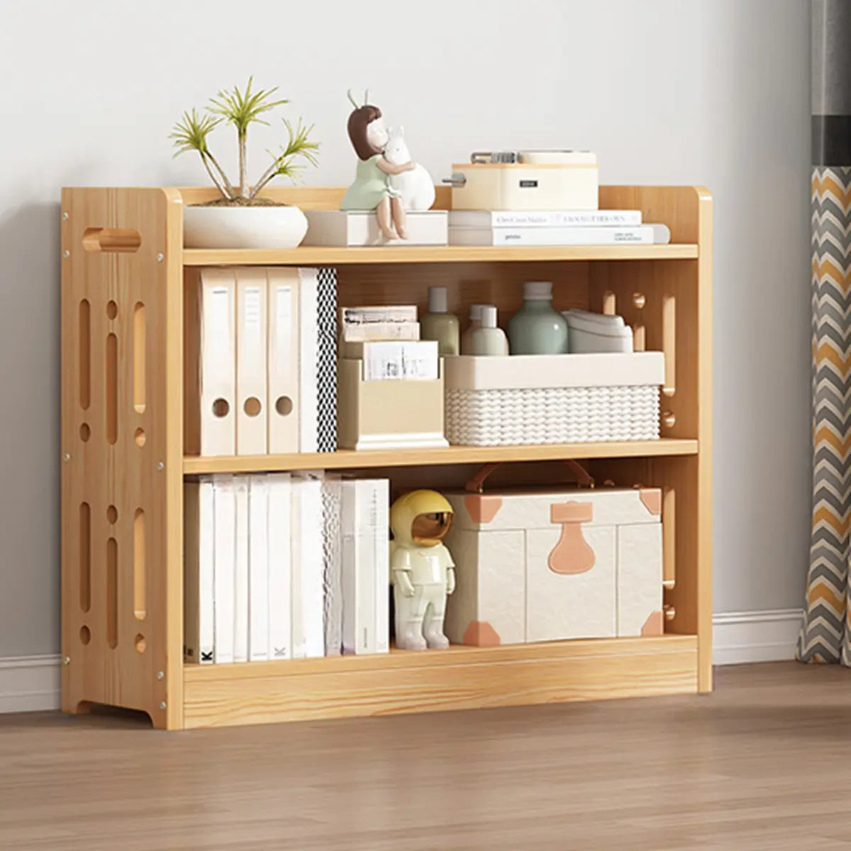 Vintage Wood Grain Vertical Shelf Organizer Bookcase Image - 28
