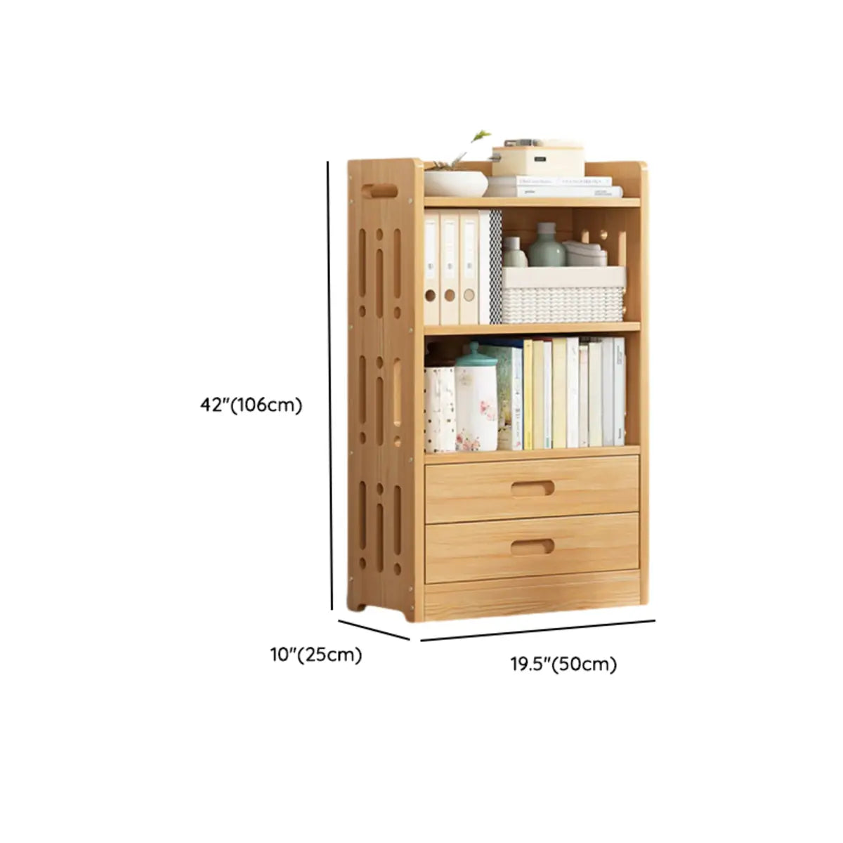 Vintage Wood Grain Vertical Shelf Organizer Bookcase 