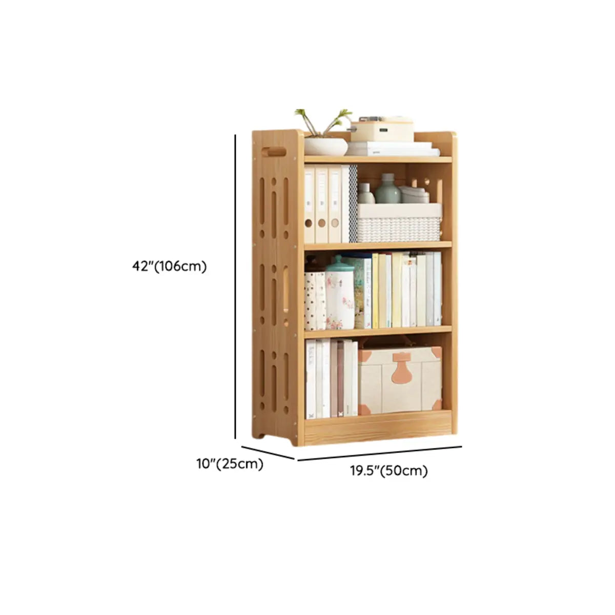 Vintage Wood Grain Vertical Shelf Organizer Bookcase Image - 35
