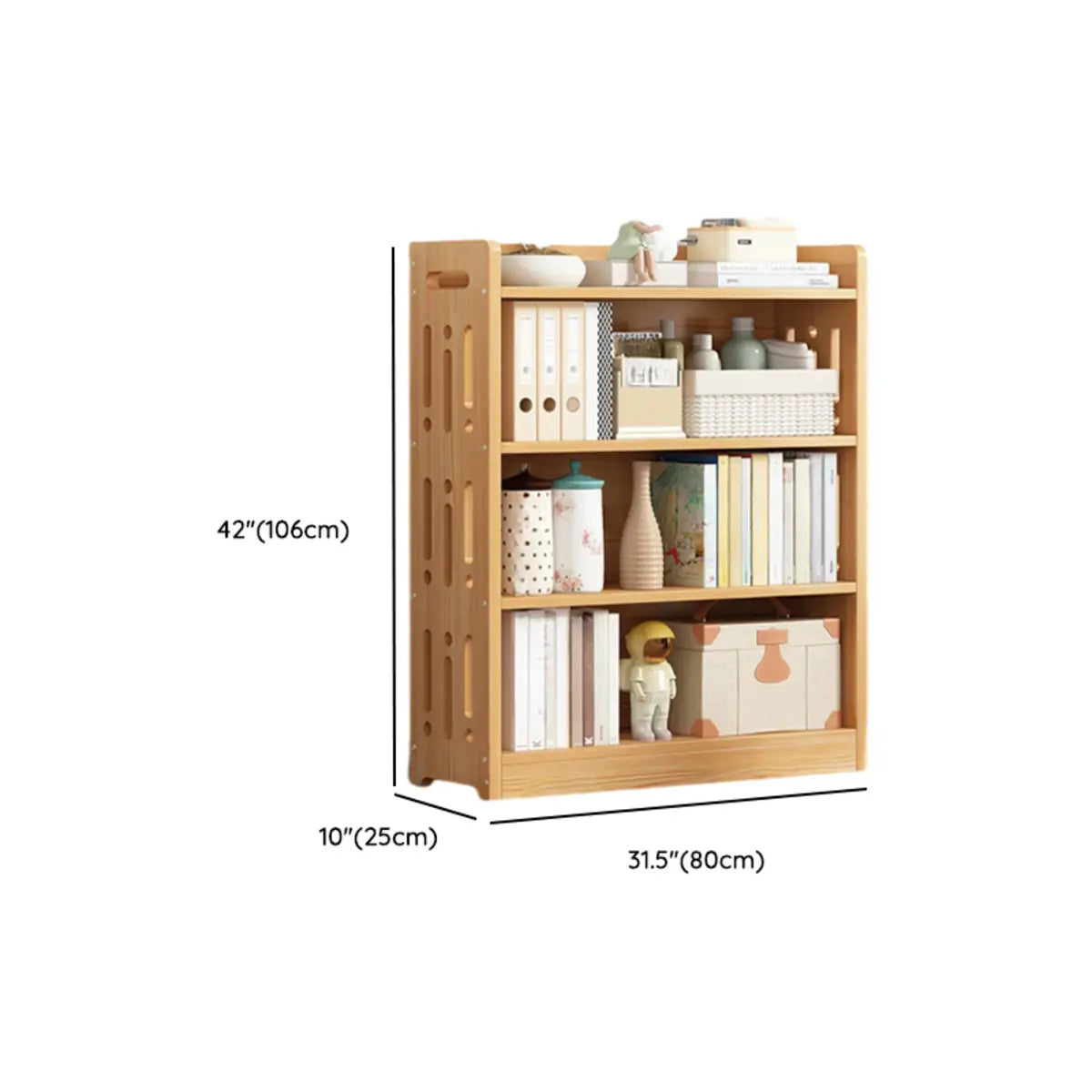 Vintage Wood Grain Vertical Shelf Organizer Bookcase Image - 39