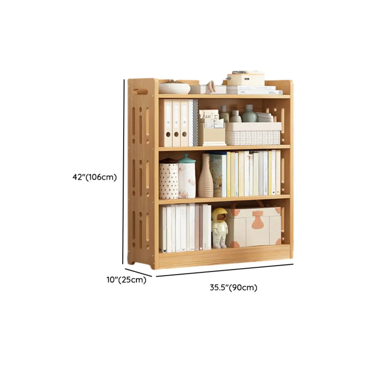 Vintage Wood Grain Vertical Shelf Organizer Bookcase Image - 41