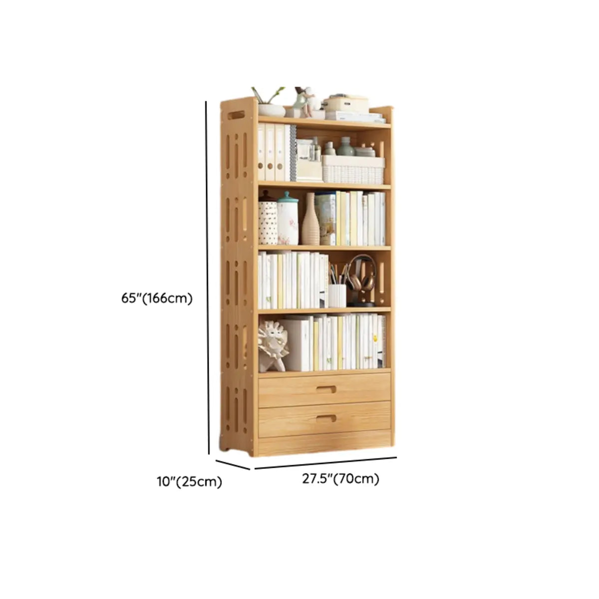 Vintage Wood Grain Vertical Shelf Organizer Bookcase Image - 52