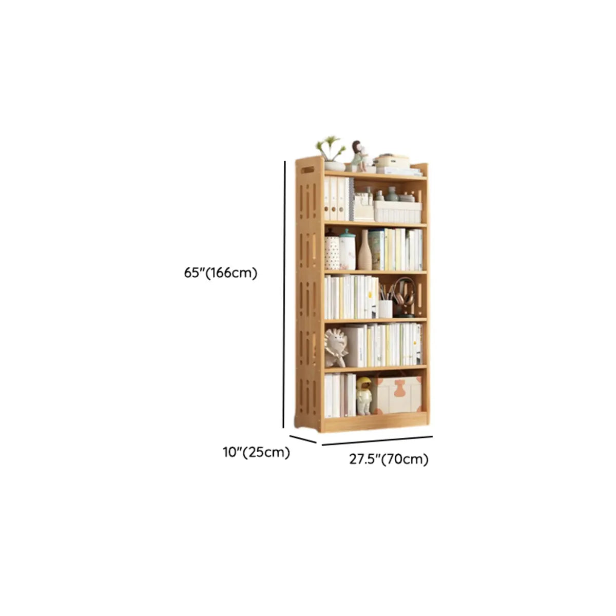 Vintage Wood Grain Vertical Shelf Organizer Bookcase Image - 53