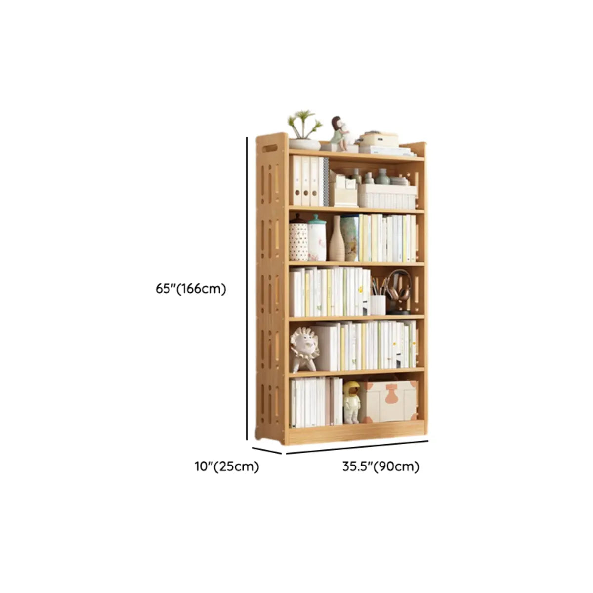Vintage Wood Grain Vertical Shelf Organizer Bookcase Image - 57
