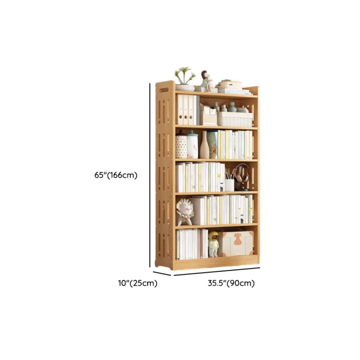 Vintage Wood Grain Vertical Shelf Organizer Bookcase Image - 57