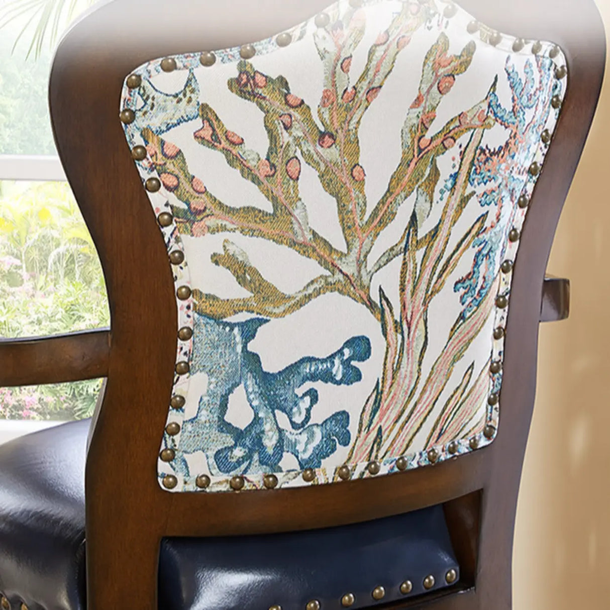 Vintage Wood Leather Swivel Armrest Counter Height Bar Stool Image - 9