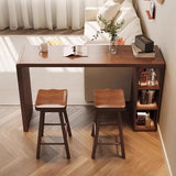 Vintage Wood Space-Saving Breakfast Bar Stool with Storage Shelves Image - 4