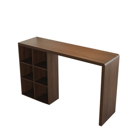 Vintage Wood Storage Counter Height Bar Stool with Shelves Image - 2
