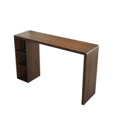 Vintage Wood Storage Counter Height Bar Stool with Shelves Image - 3