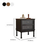 Vintage Wood Walnut Nightstand with Embossed Drawers #size