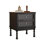 Vintage Wood Walnut Nightstand with Embossed Drawers Image - 3