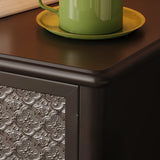 Vintage Wood Walnut Nightstand with Embossed Drawers Image - 9