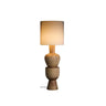 Wabi-sabi  Gray Drum Sculptural Stacked Wood Floor Lamp Image - 10