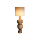 Wabi-sabi  Gray Drum Sculptural Stacked Wood Floor Lamp Image - 8
