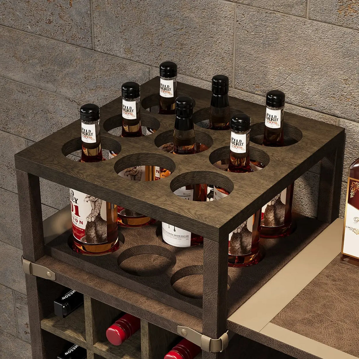 Wall-Mounted Bar Table with Wine Storage Shleves Image - 4