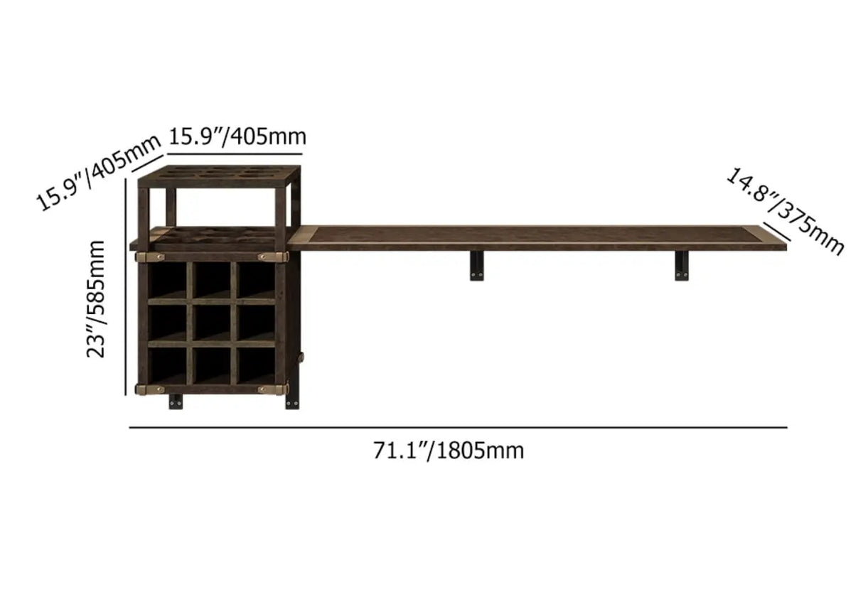 Wall-Mounted Bar Table with Wine Storage Shleves Image - 6