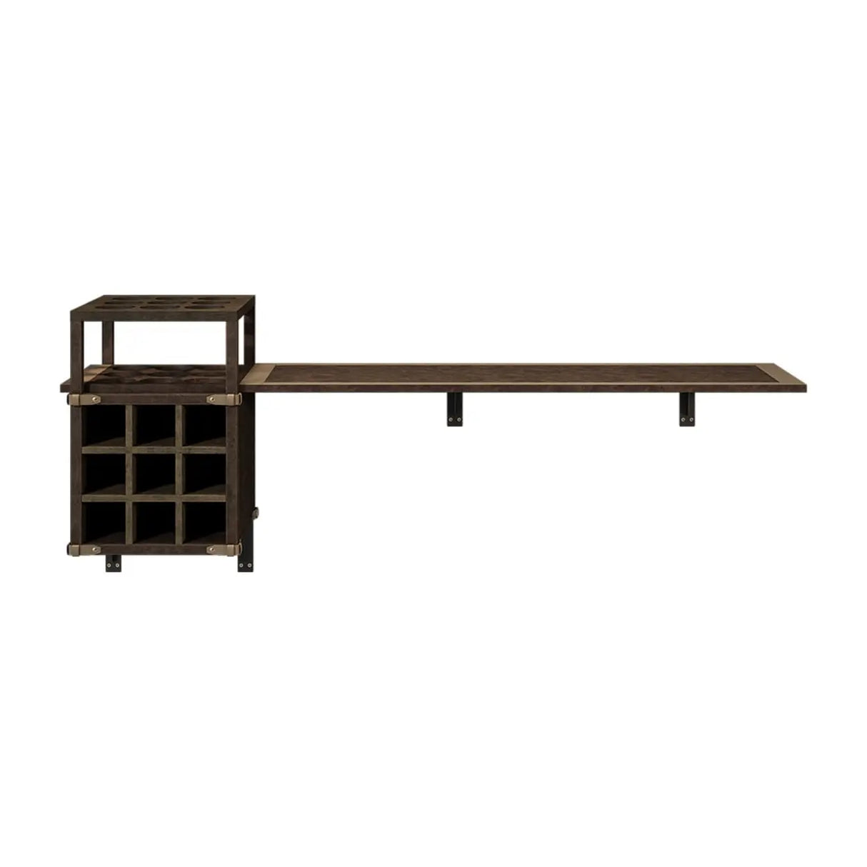 Wall-Mounted Bar Table with Wine Storage Shleves Image - 7