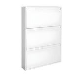 Wall Mounted Wooden Entryway White Drop Front Shoe Storage Image - 10