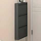 Wall Mounted Wooden Entryway White Drop Front Shoe Storage Image - 26