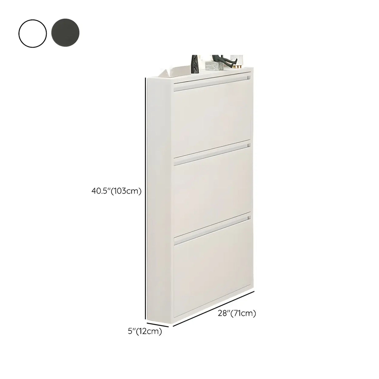 Wall Mounted Wooden Entryway White Drop Front Shoe Storage Image - 39