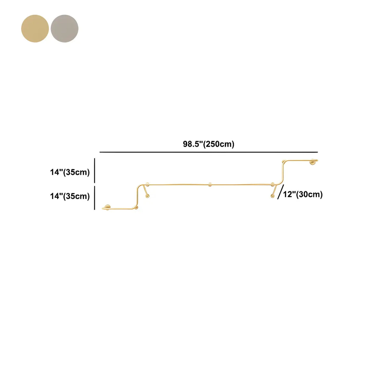 Wall-Mounted Metal Bar Gold Silver Living Coat Rack 