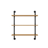 Wall Mounted Rustic Ladder Pipe Pine Display Bookshelf Image - 12