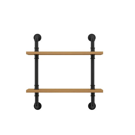 Wall Mounted Rustic Ladder Pipe Pine Display Bookshelf Image - 2