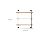 Wall Mounted Rustic Ladder Pipe Pine Display Bookshelf Image - 26