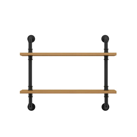 Wall Mounted Rustic Ladder Pipe Pine Display Bookshelf Image - 6