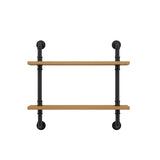 Wall Mounted Rustic Ladder Pipe Pine Display Bookshelf Image - 3