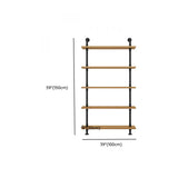 Wall Mounted Rustic Ladder Pipe Pine Display Bookshelf Image - 31