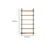 Wall Mounted Rustic Ladder Pipe Pine Display Bookshelf Image - 37