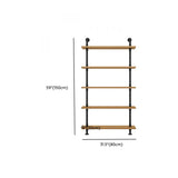 Wall Mounted Rustic Ladder Pipe Pine Display Bookshelf Image - 38