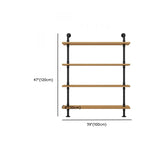 Wall Mounted Rustic Ladder Pipe Pine Display Bookshelf Image - 42