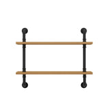 Wall Mounted Rustic Ladder Pipe Pine Display Bookshelf Image - 6