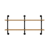 Wall Mounted Rustic Ladder Pipe Pine Display Bookshelf Image - 8