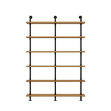 Wall Mounted Rustic Ladder Pipe Pine Display Bookshelf Image - 9