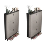 Wall Mounted Wood Entryway Grey Medium Shoe Storage Unit Image - 6