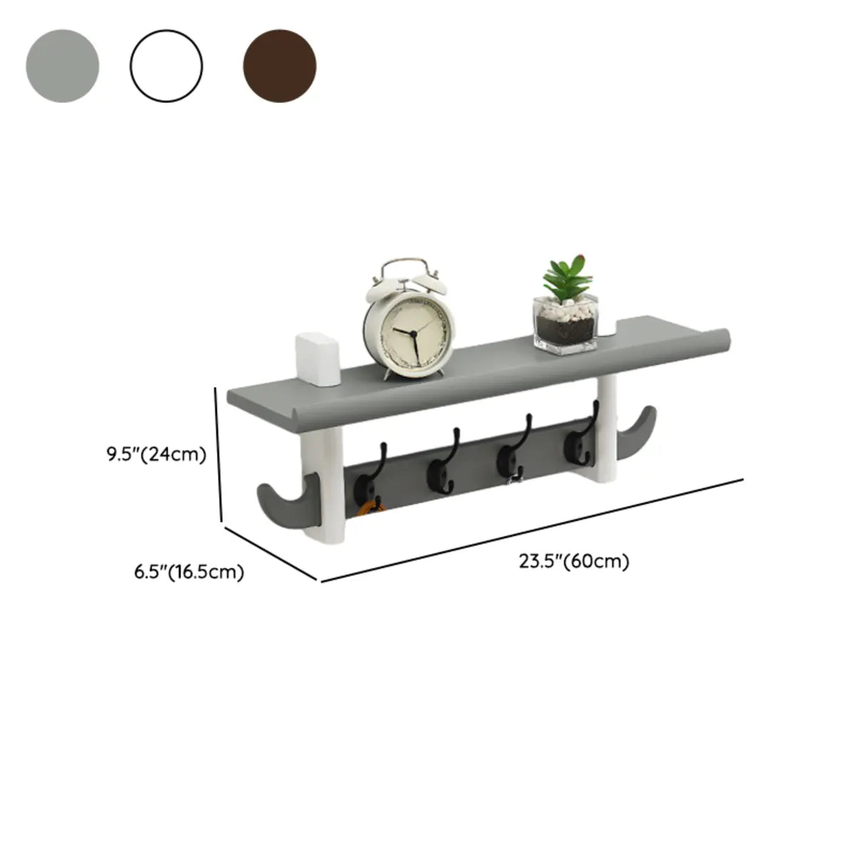 Wall-Mounted Wood Nut-Brown Shelf Coat Rack Organizer 