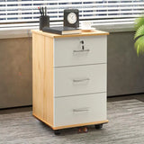 Walnut 3 Drawers Lockable Sliding Wood Filing Cabinet Image - 18