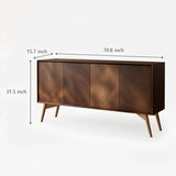 Walnut 4-Door Sideboard Cabinet with Storage and Metal Legs Image - 12