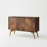 Walnut 47.2" L x 15.7" W x 31.5" H Walnut 4-Door Sideboard Cabinet with Storage and Metal Legs Image - 5