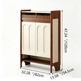 Walnut and White Shoe Storage Cabinet with Drawers and Adjustable Shelves #size