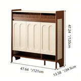 Walnut and White Shoe Storage Cabinet with Drawers and Adjustable Shelves Image - 11