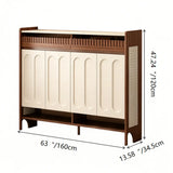 Walnut and White Shoe Storage Cabinet with Drawers and Adjustable Shelves Image - 14